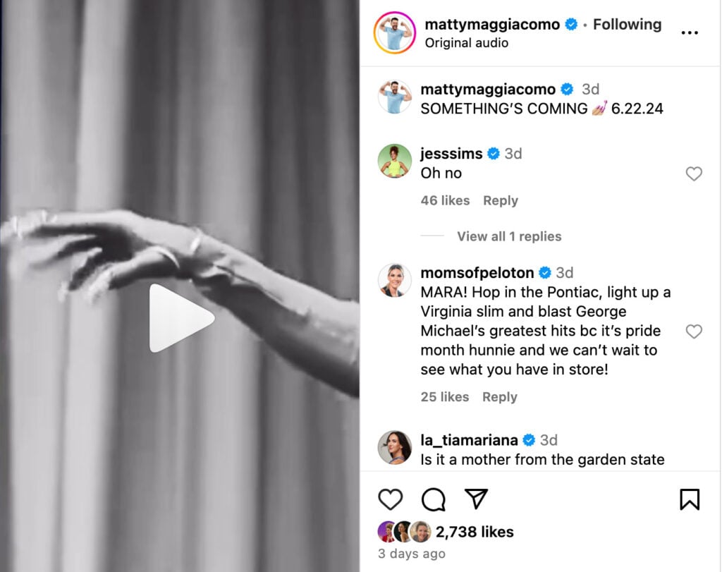 Matty Maggiacomo's Instagram Post teasing the return of Mara.